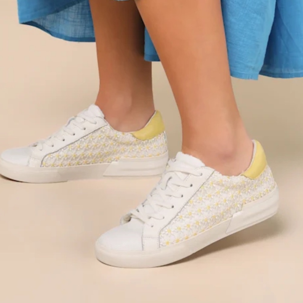 Dolce Vita Cream and Yellow Patterned Sneakers